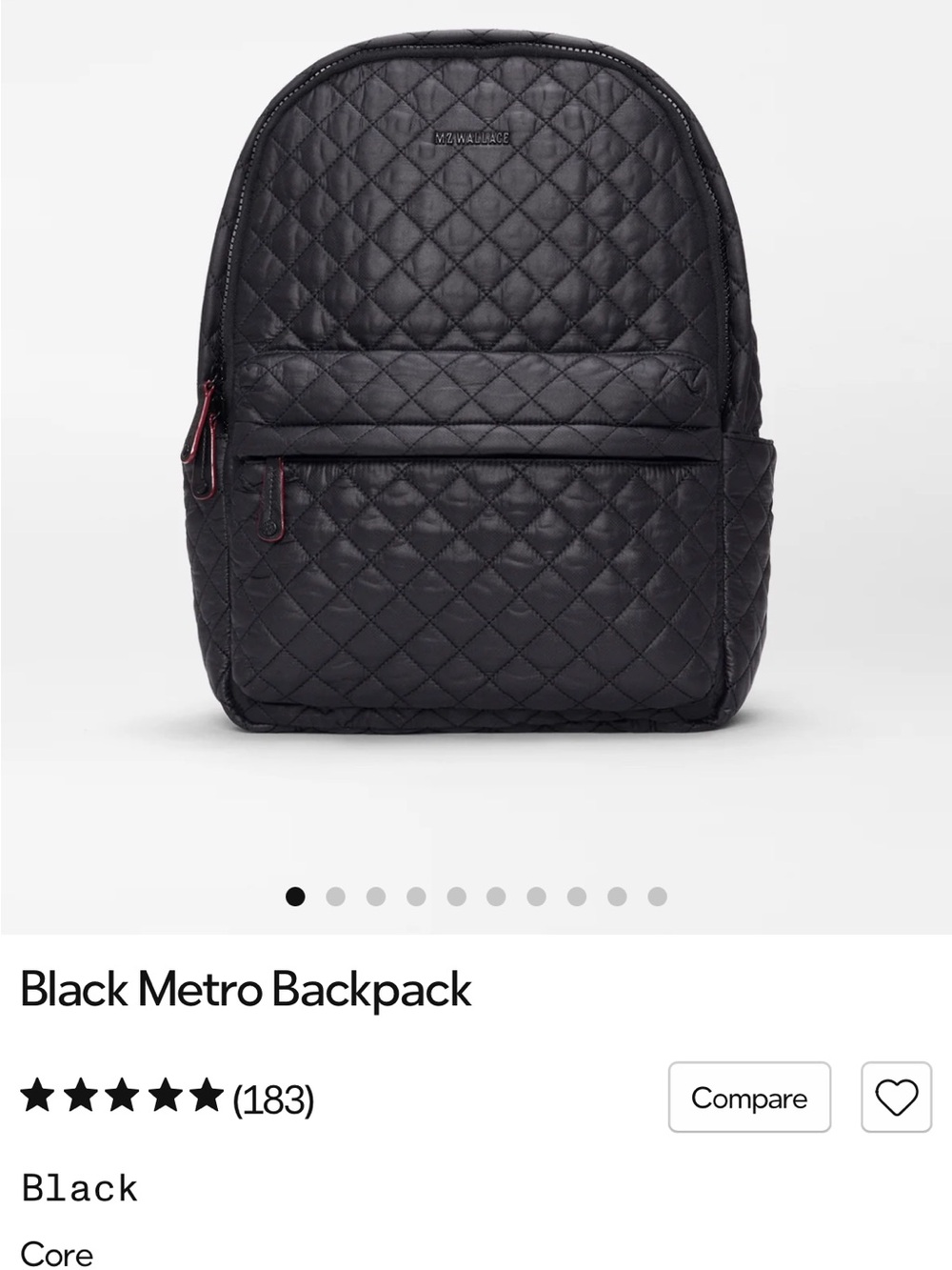 MZ Wallace Quilted Backpack with Subtle Brown leather  Trim
